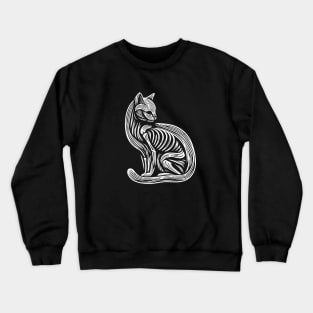 Skeleton Cat: Black and White Elegance Crewneck Sweatshirt